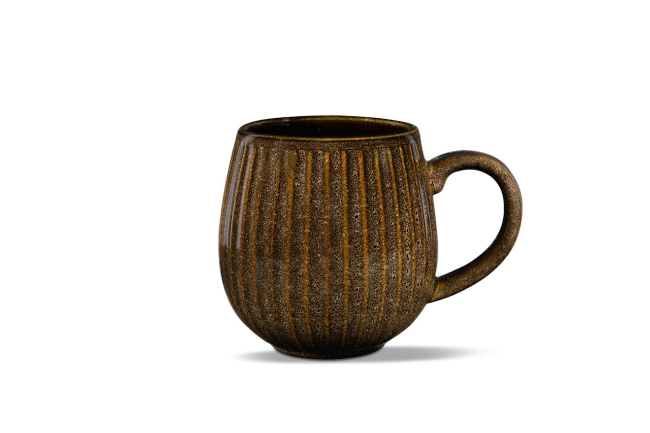 Bild von MAOCI Jumbotasse Stripes braun Keramik 0,4 L