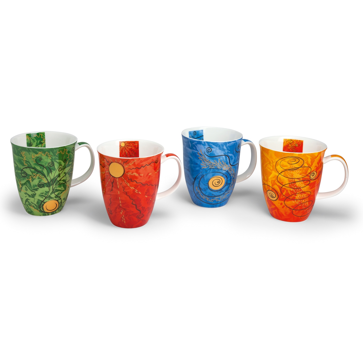 Bild von tealogic Vier Elemente 4er Set Tassen Henkelbecher Fine Bone China