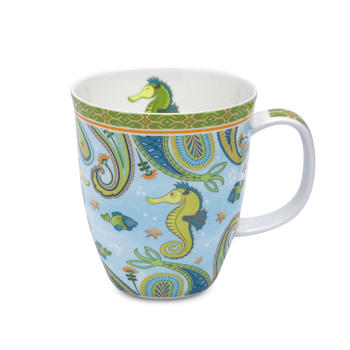 Bild von tealogic Sieglinde Seepferdchen Henkelbecher Fine Bone China Porzellan