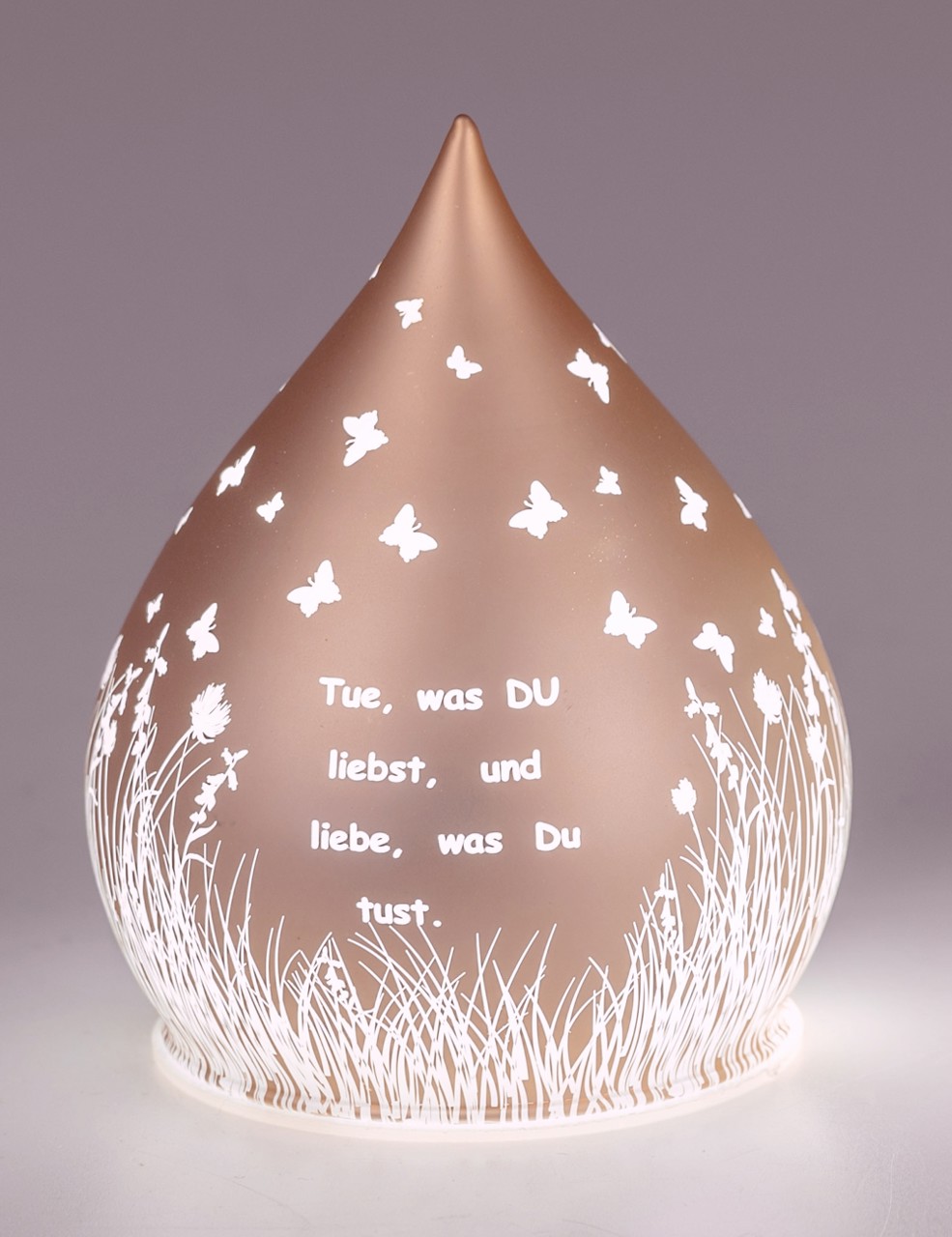 Bild von Deko-Licht Tropfenform LED rose Tue was du liebst 13cm 15cm