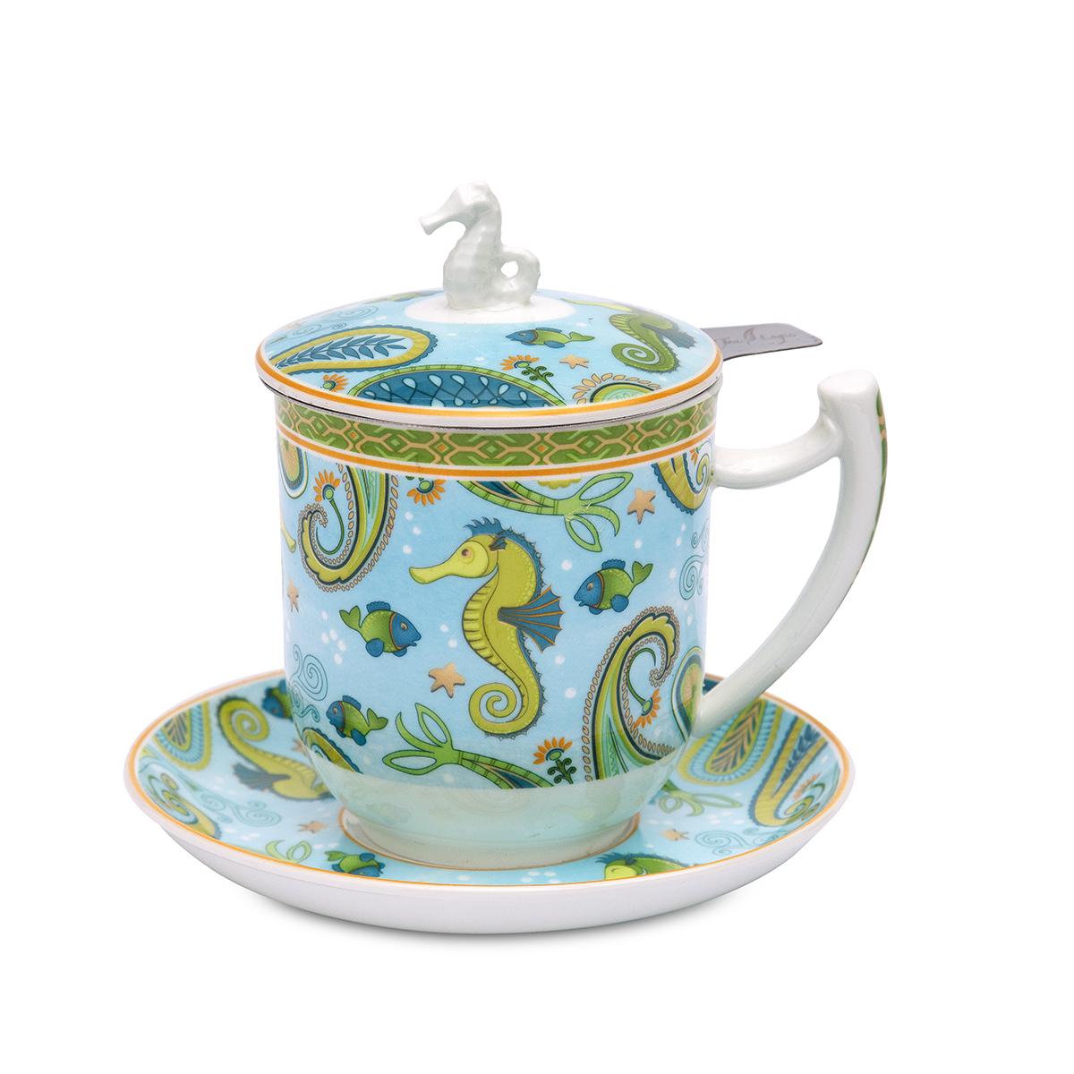 Bild von tealogic Sieglinde Teetasse mit Untertasse, Sieb und Deckel