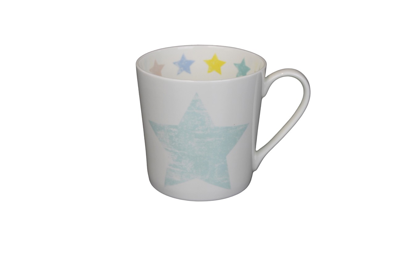 Bild von Tasse Shabby Star Stern pastell mint 380 ml Fine Bone China 