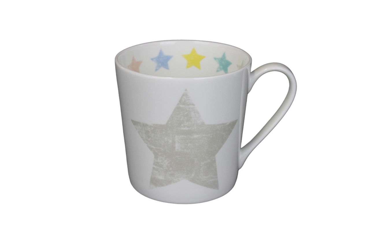 Bild von Tasse Shabby Star Stern pastell taupe 380 ml Fine Bone China 