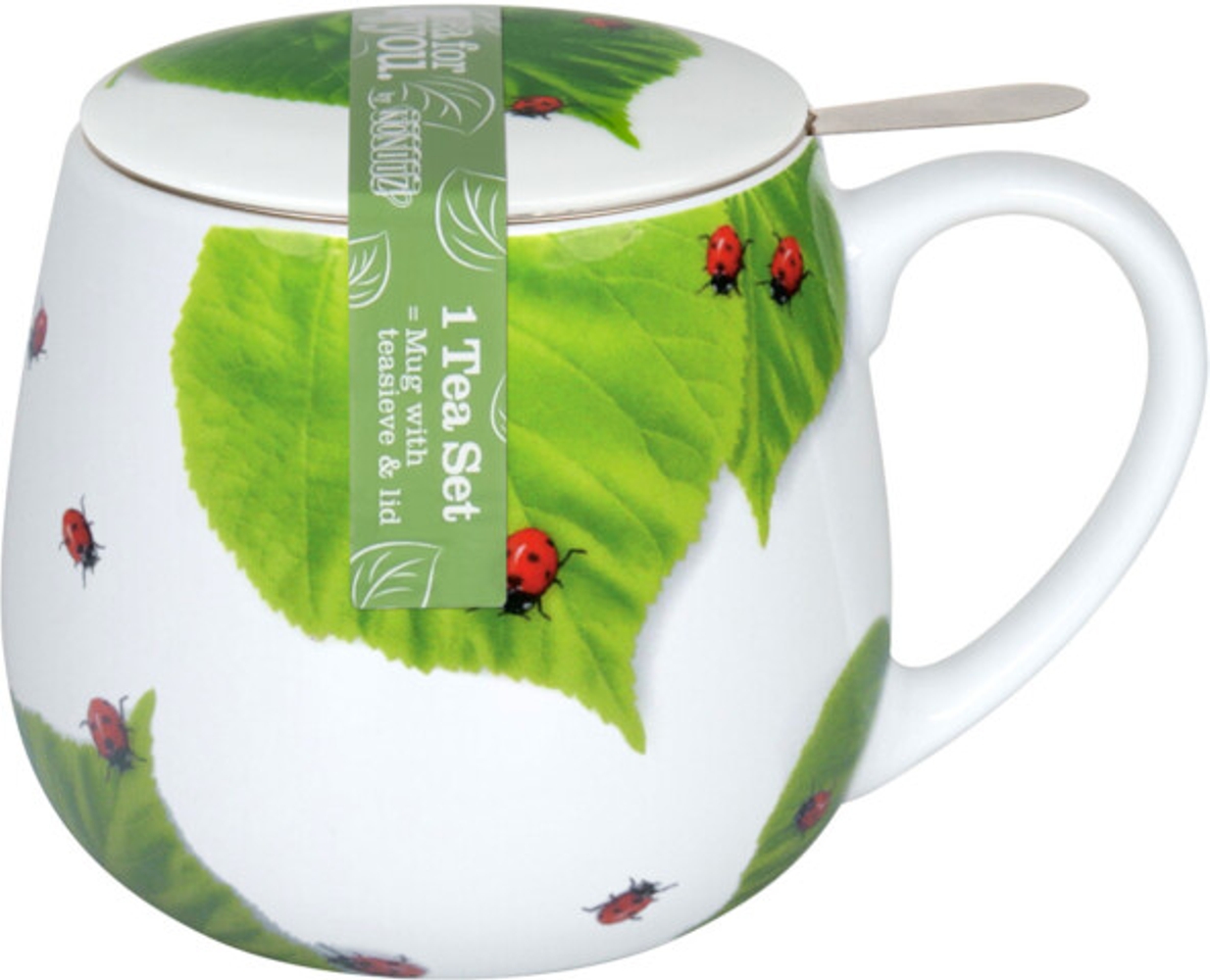 Bild von Könitz Tasse Marienkäfer auf Laub Teetasse mit Sieb und Deckel 