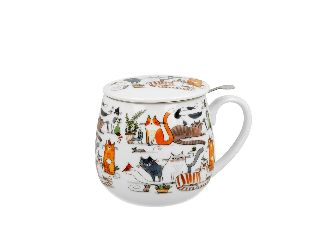 Bild von DUO Lazy Cats Teetasse mit Sieb und Deckel 