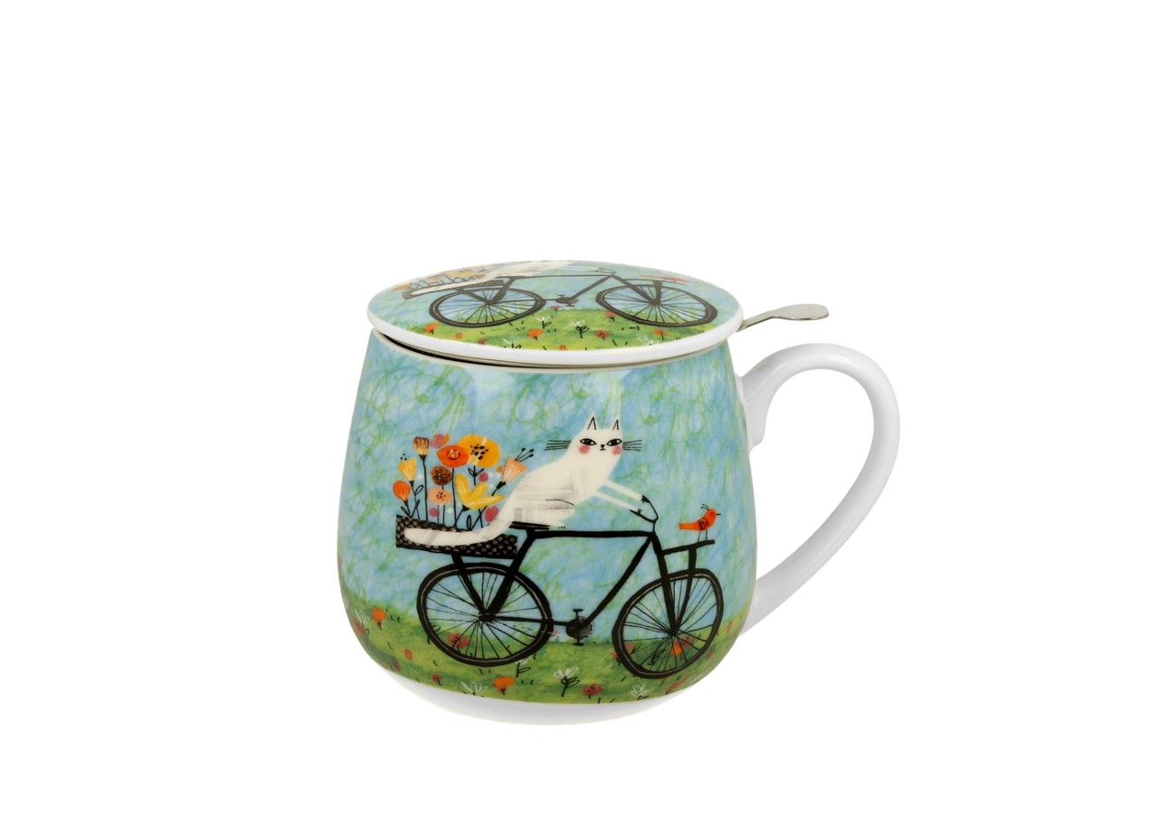 Bild von DUO Bicycle Cats Teetasse mit Sieb und Deckel 