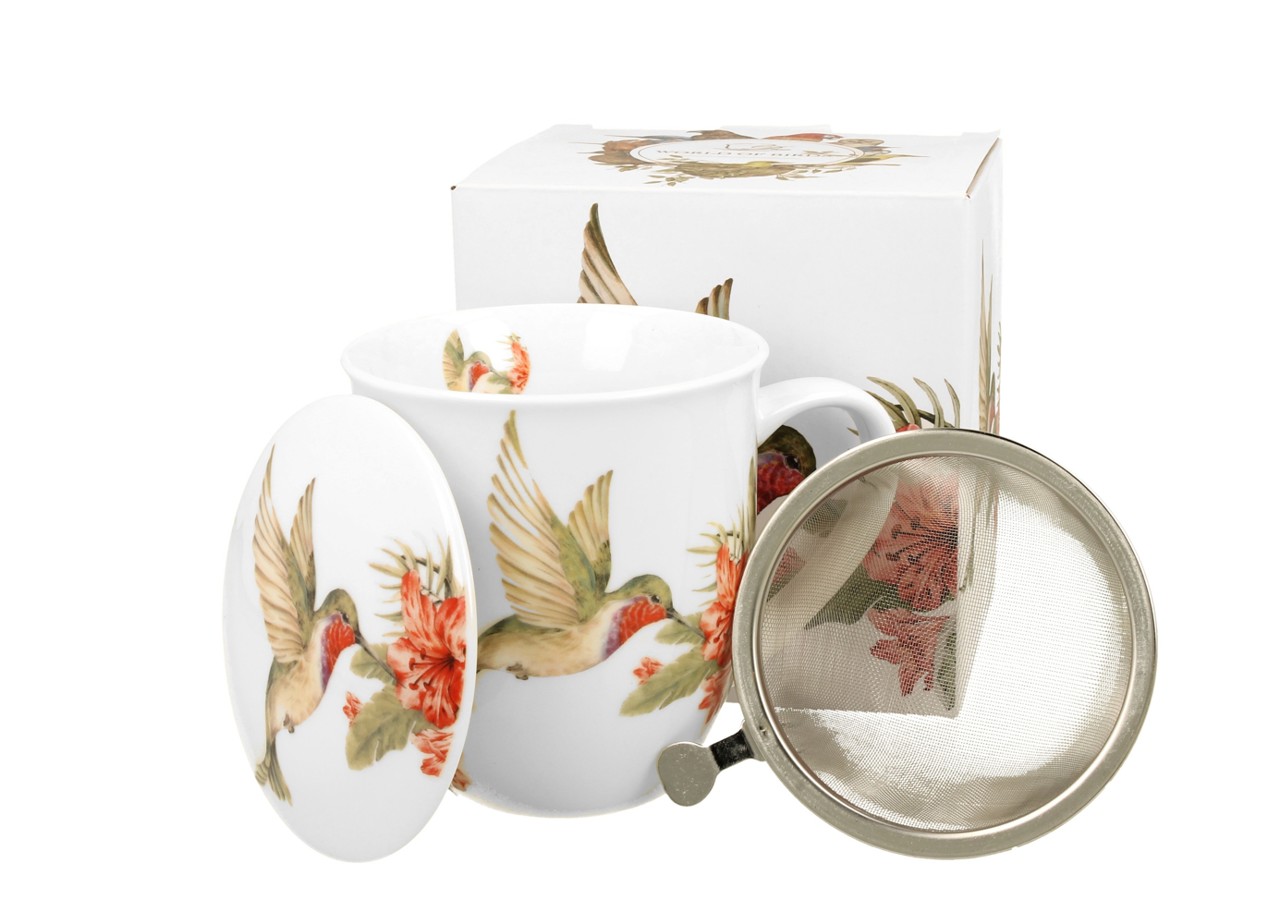 Bild von DUO Tasse Hummingbird Kolibri Teetasse mit Sieb und Deckel 