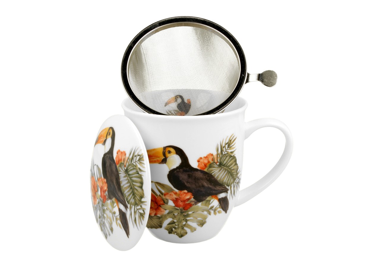 Bild von DUO Tasse Toucan Tukan Teetasse mit Sieb und Deckel 
