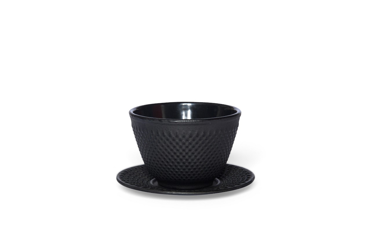 Bild von maoci Teetasse Arare schwarz Gusseisen mit Untertasse 0,12 L