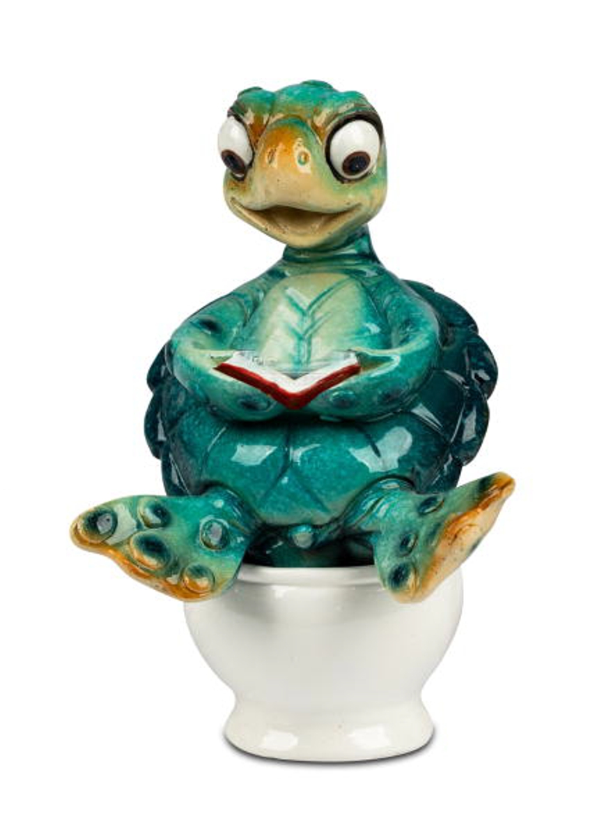 Bild von formano Dekofigur Schildkröte Harry auf Toilette Buch blau 11 cm