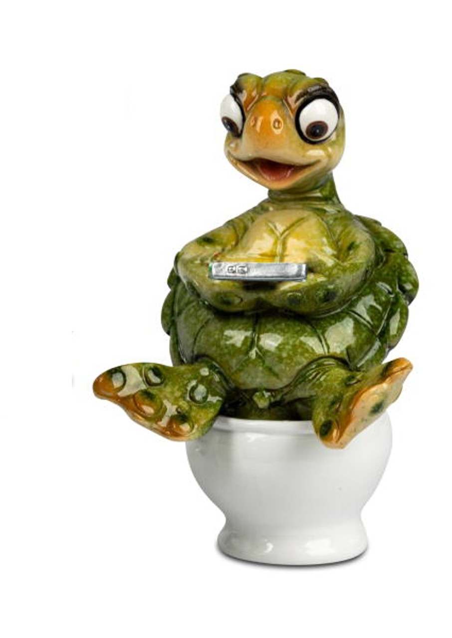 Bild von formano Dekofigur Schildkröte Harry auf Toilette Handy grün 11 cm