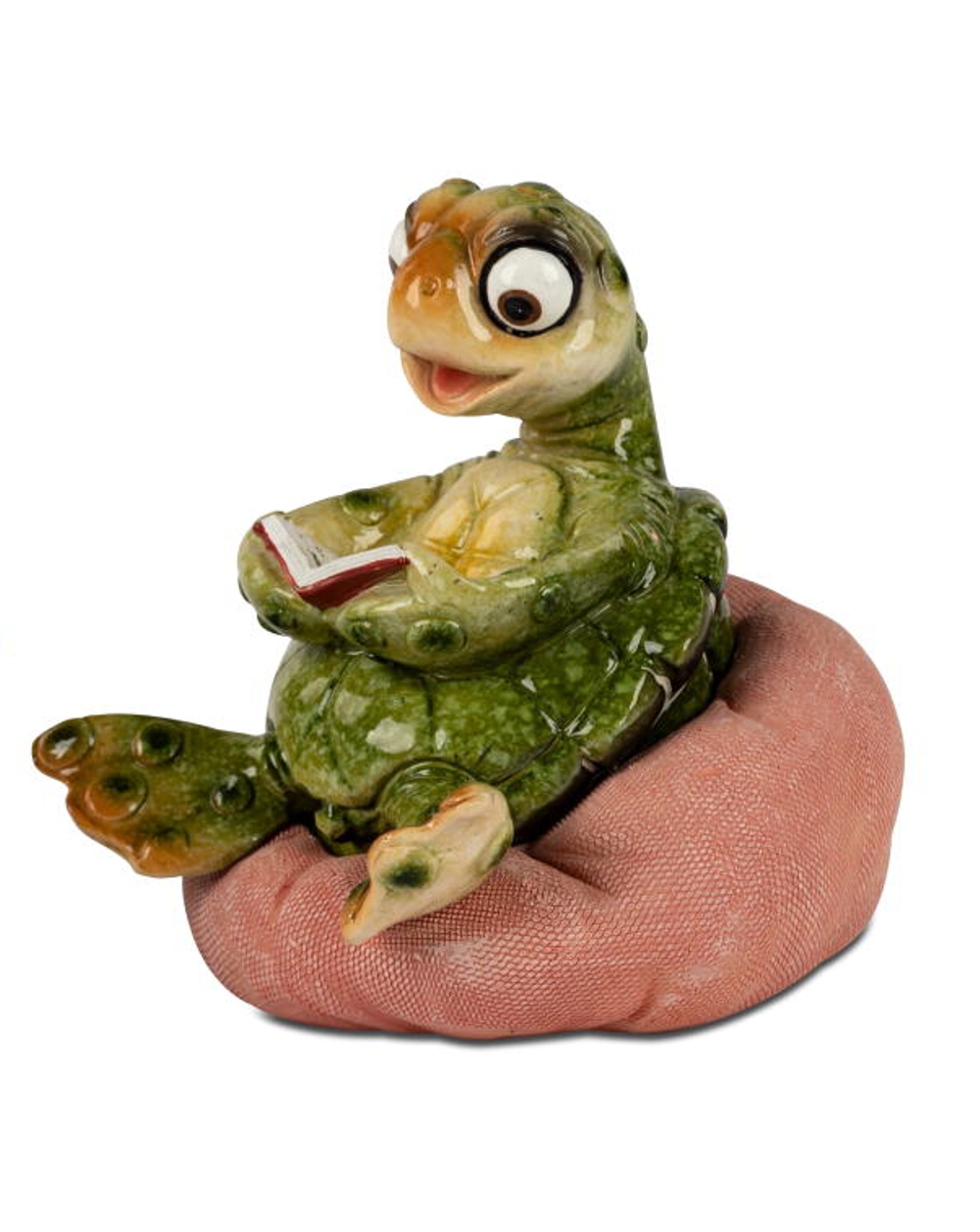 Bild von formano Dekofigur Schildkröte Harry grün sitzend Buch 10 cm