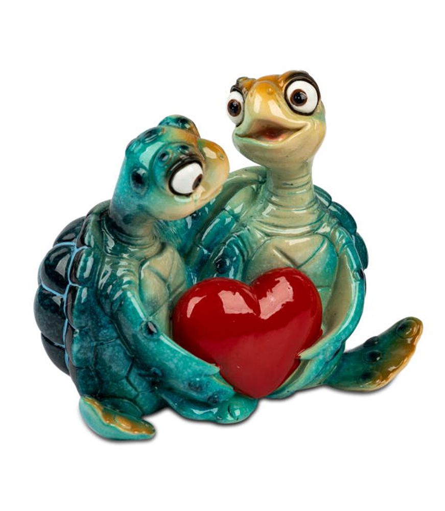 Bild von formano Dekofigur Schildkröten-Paar Harry mit Herz blau 12x10 cm