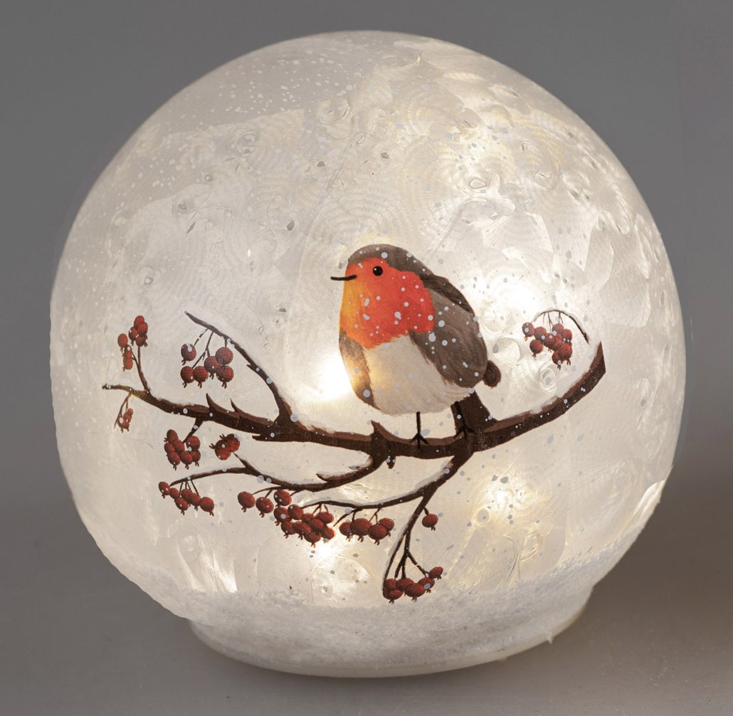Bild von Deko-Licht LED Kugel Wintervogel 12cm 15cm
