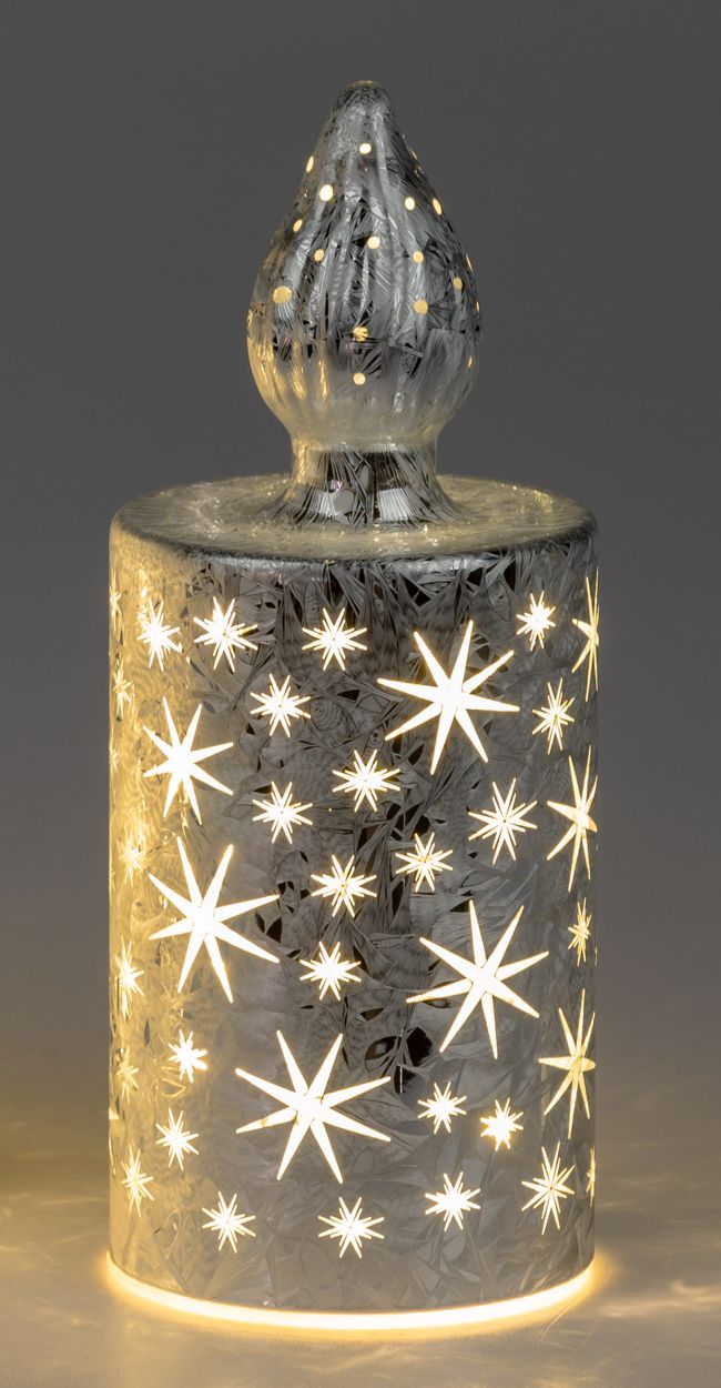 Bild von Deko-Licht LED Kerze Frosty silber 15cm 17cm 20cm