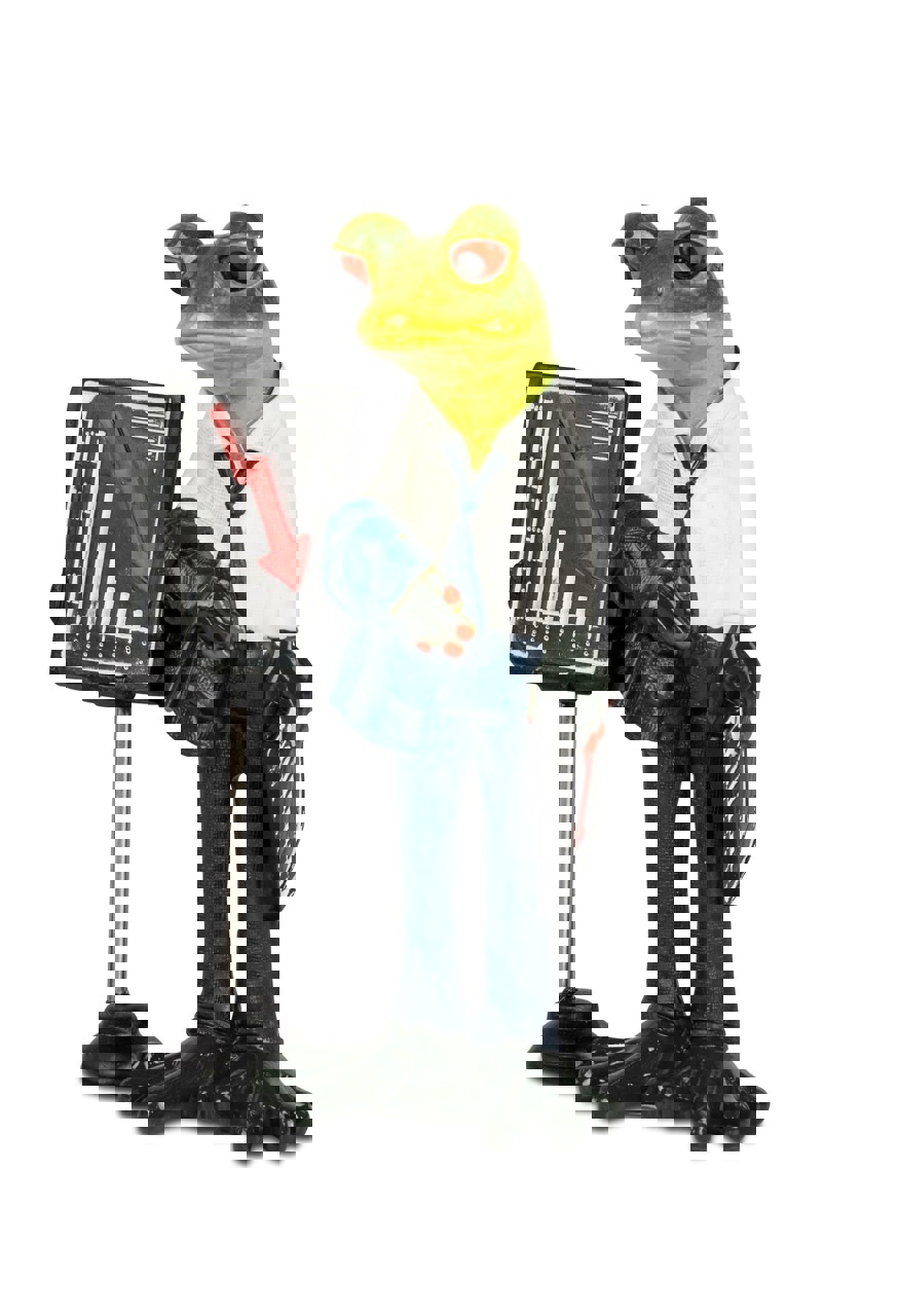 Bild von formano Dekofigur Frosch Börse Börsianer Bär rot fallend