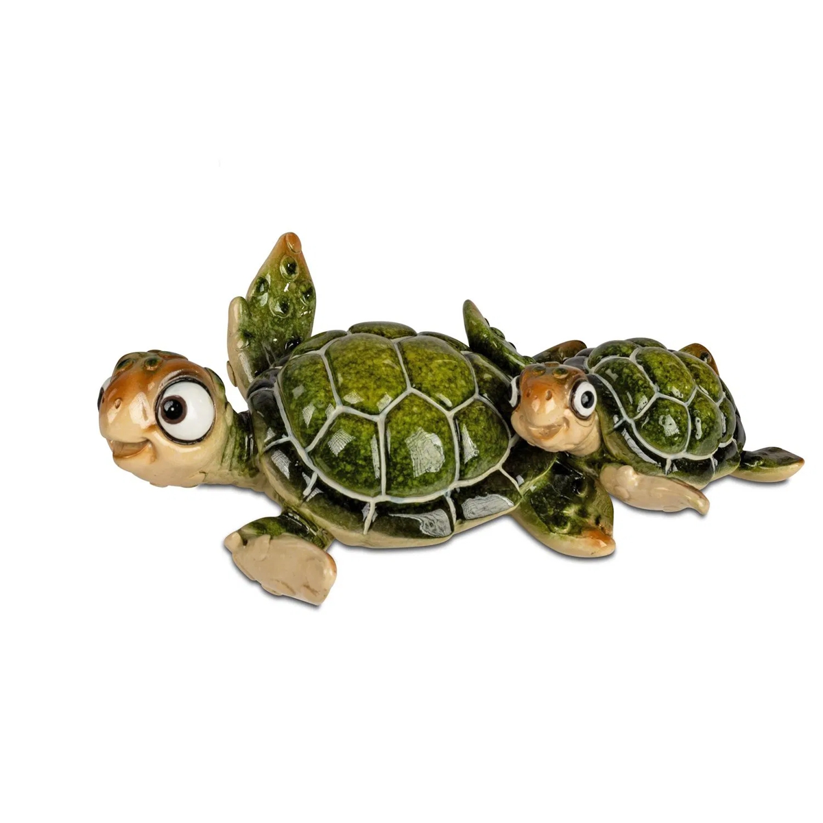 Bild von formano Dekofigur Schildkröte Harry + Kind grün hintereinander 16 cm