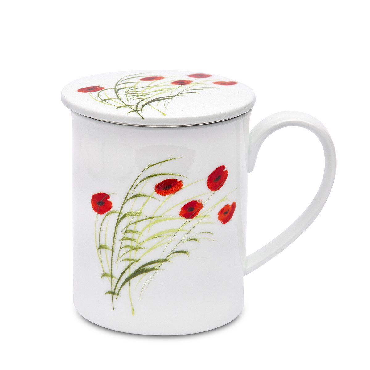 Bild von tealogic Tasse Caprice Mohn Teetasse XL mit Sieb und Deckel 0,5L