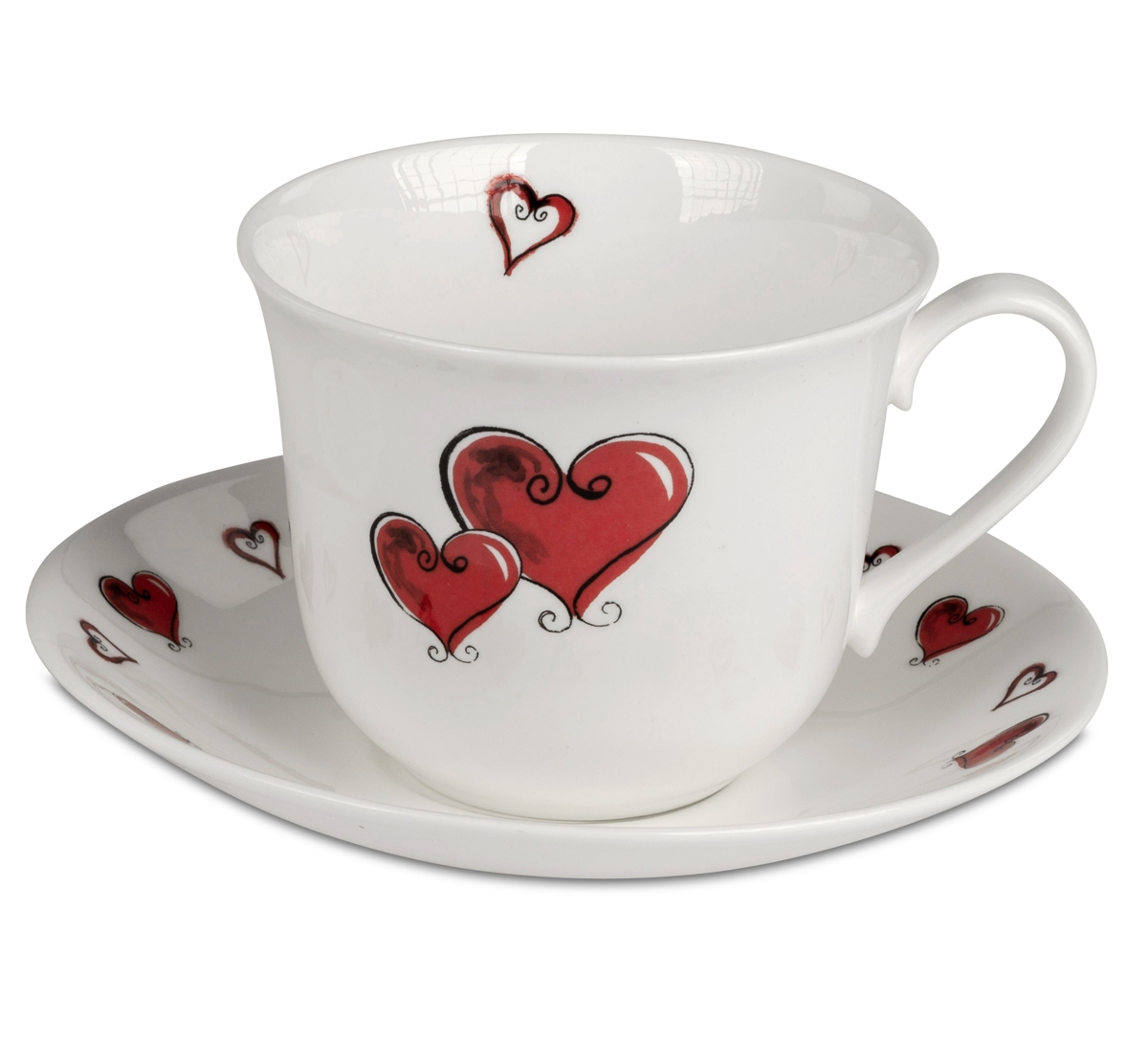 Bild von Roy Kirkham Tasse Hearts rot Jumbotasse mit Untertasse