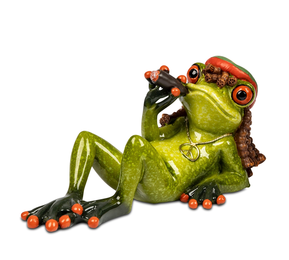 Bild von formano Dekofigur Frosch als Reggae Musiker liegend