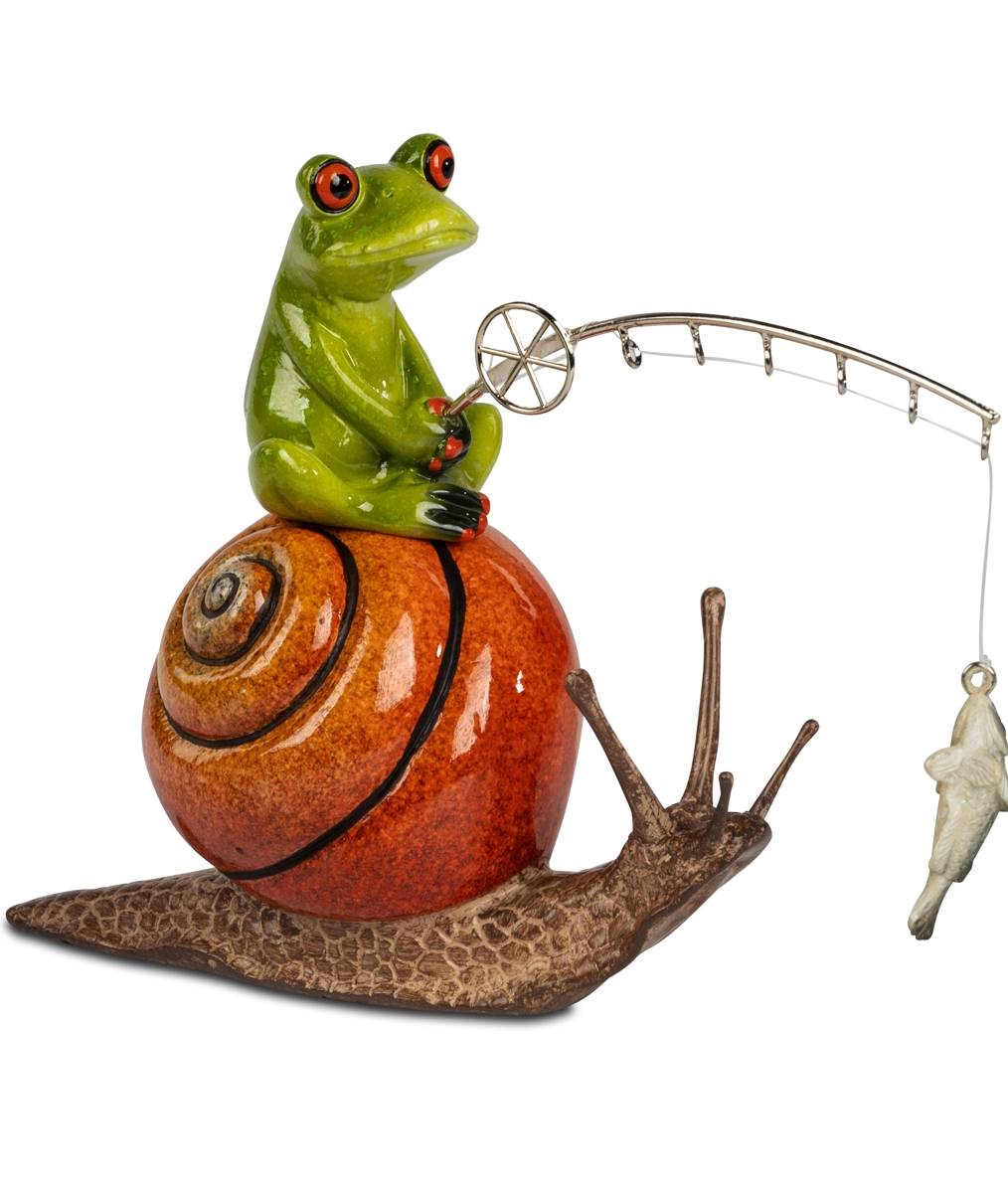 Bild von formano Dekofigur Frosch Angler auf Schnecke orange