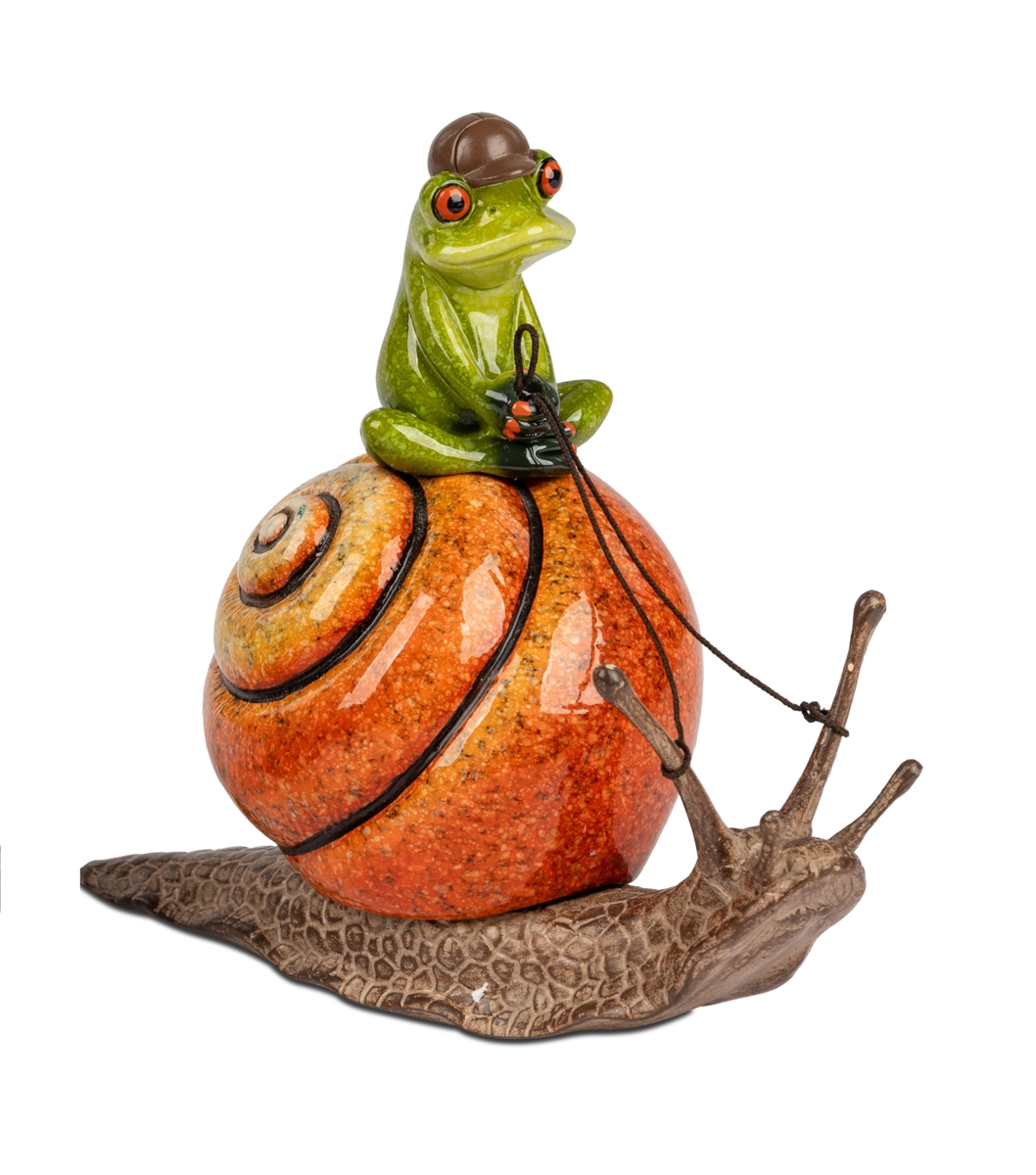 Bild von formano Dekofigur Frosch reitet auf Schnecke orange