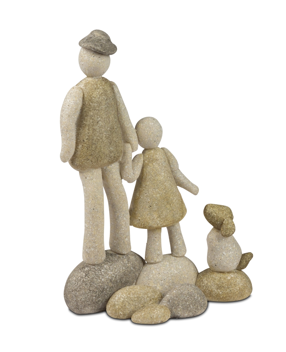 Bild von formano Dekofigur Steinmännchen mit Kind und mit Hund 