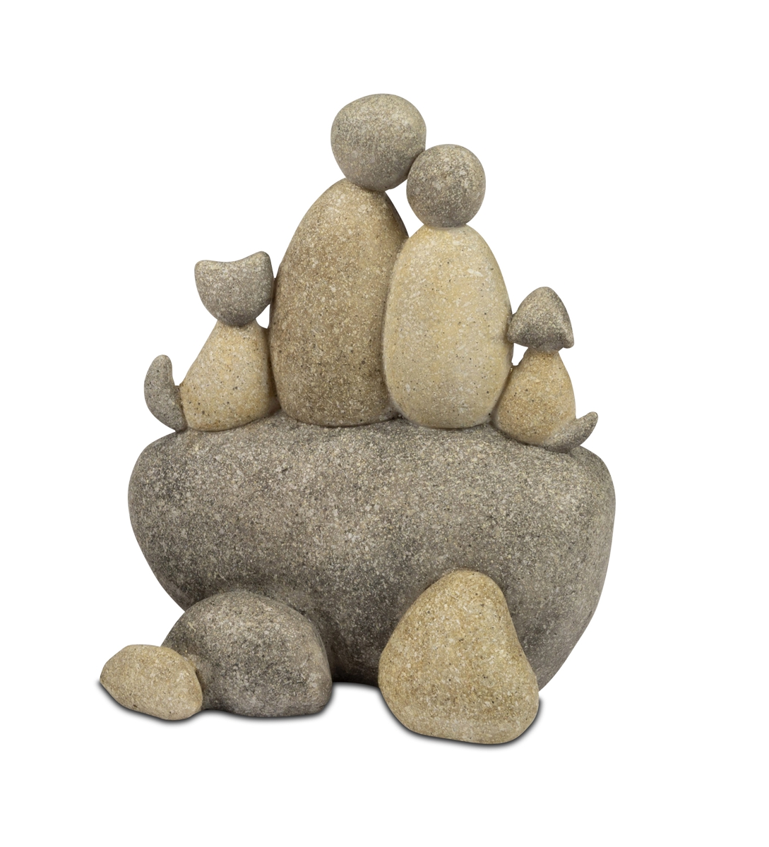 Bild von formano Dekofigur Steinmännchen Paar mit Katze und Hund