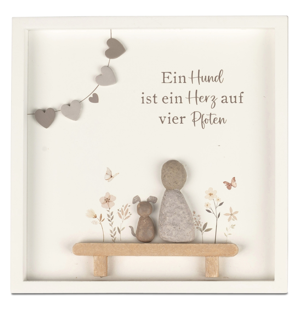 Bild von formano Wandbild mit Spruch Hund und Kunststein-Figuren
