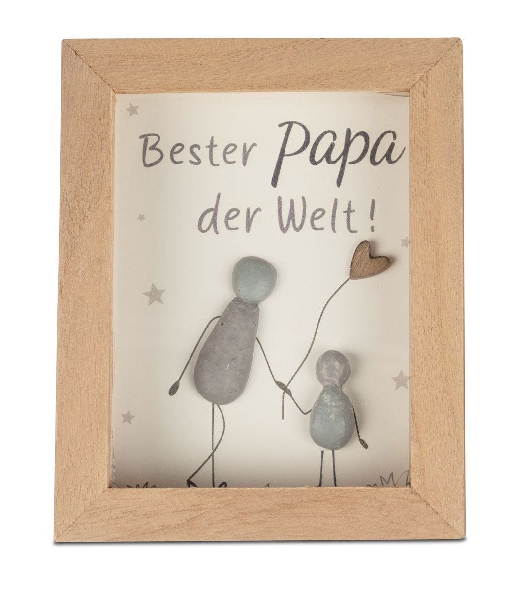 Bild von formano Wandbild mit Spruch Bester Papa und Kunststein-Figuren
