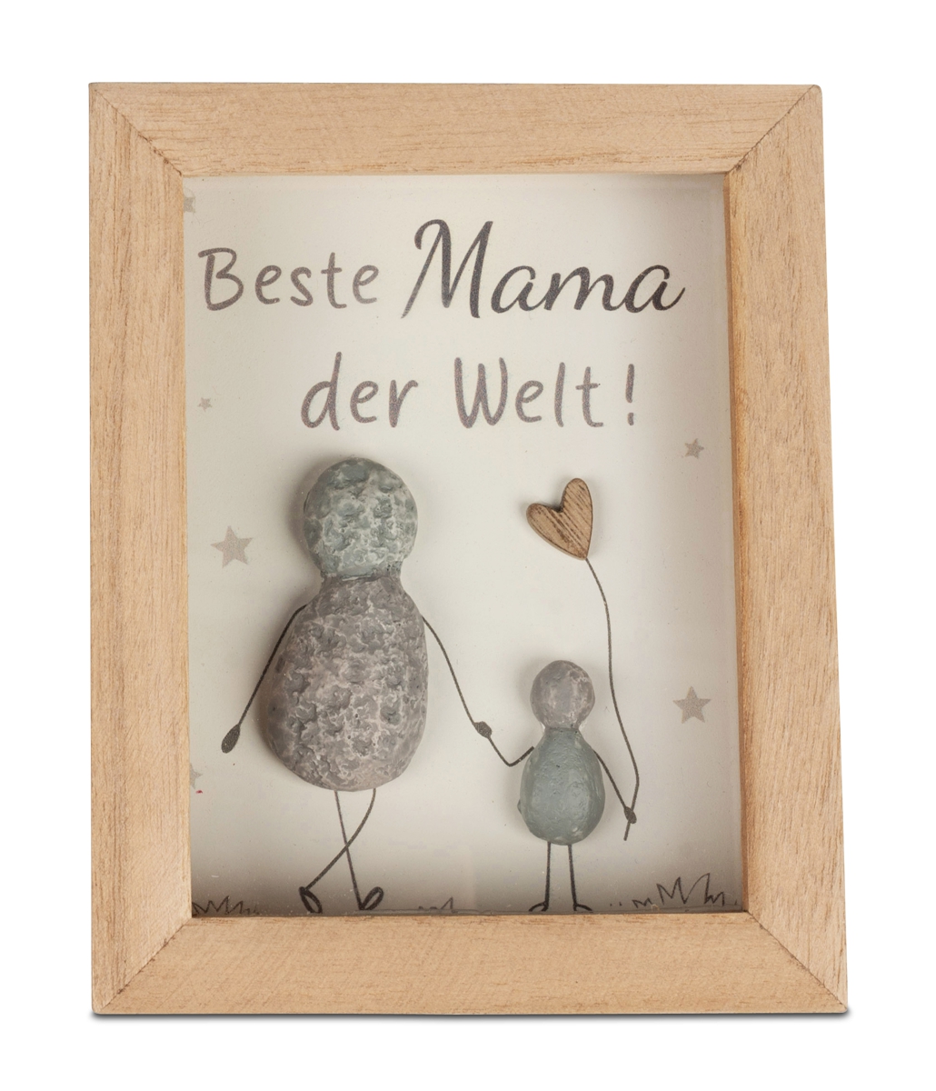 Bild von formano Wandbild mit Spruch Beste Mama und Kunststein-Figuren