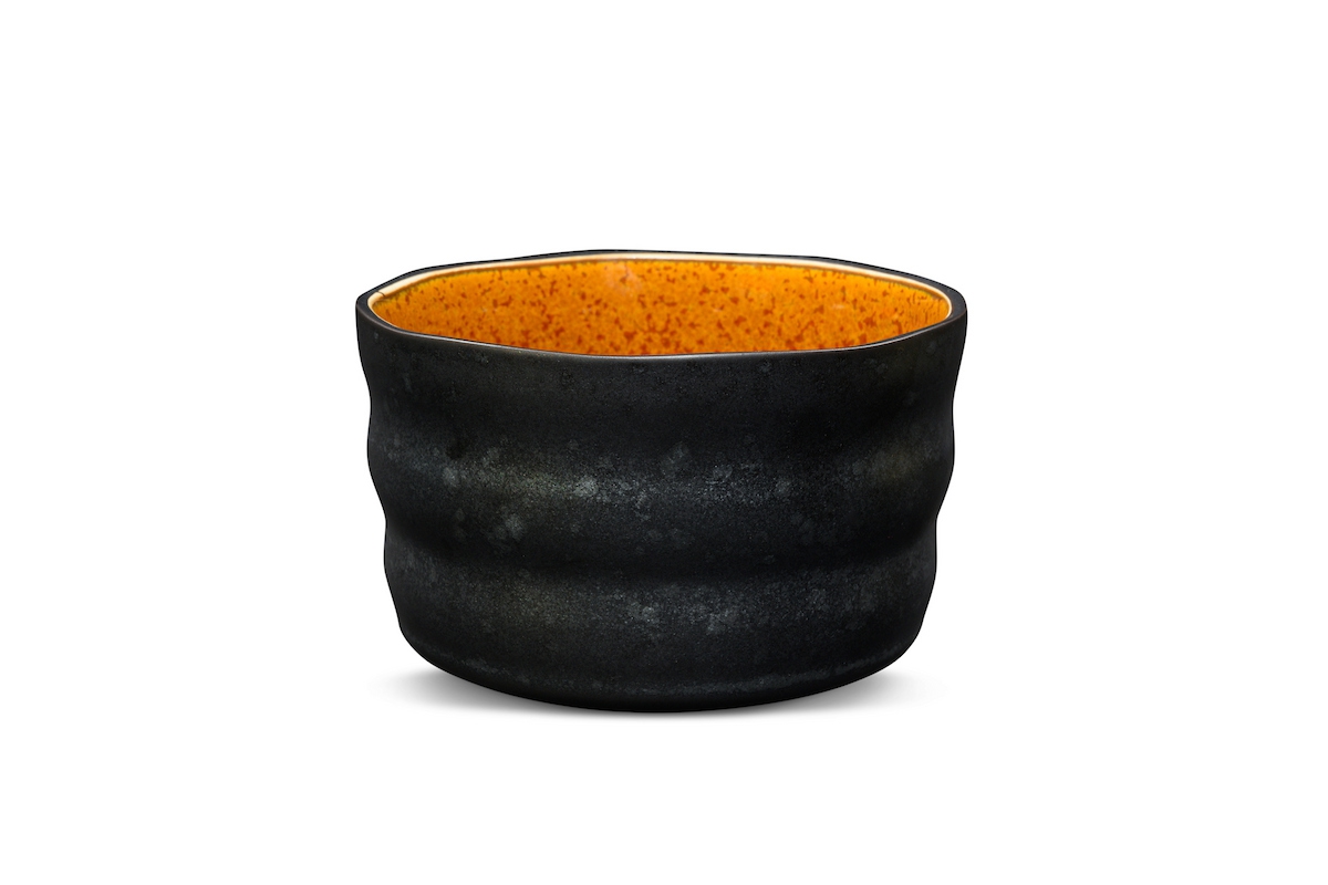 Bild von MAOCI Matchaschale Matchaset schwarz innen orange Keramik