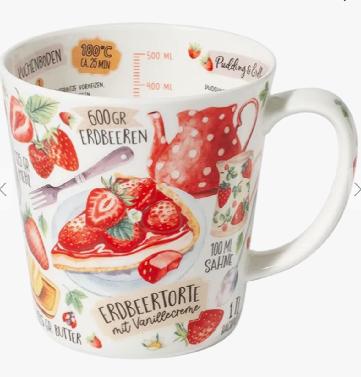Bild von Tasse Erdbeerkuchen Jumbobecher 500 ml Fine Bone China 