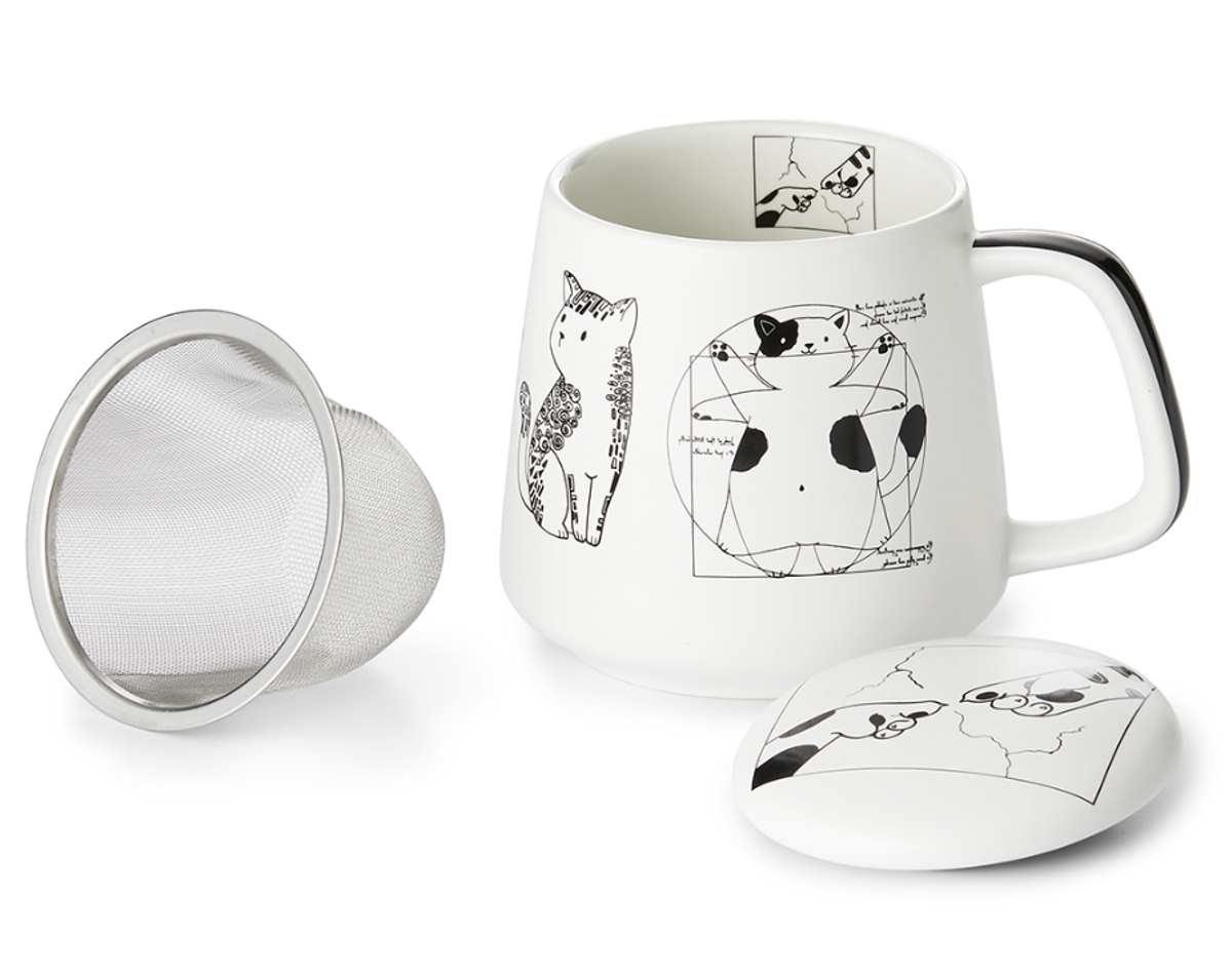 Bild von Teetasse mit Sieb und Deckel Artist Cats ChaCult