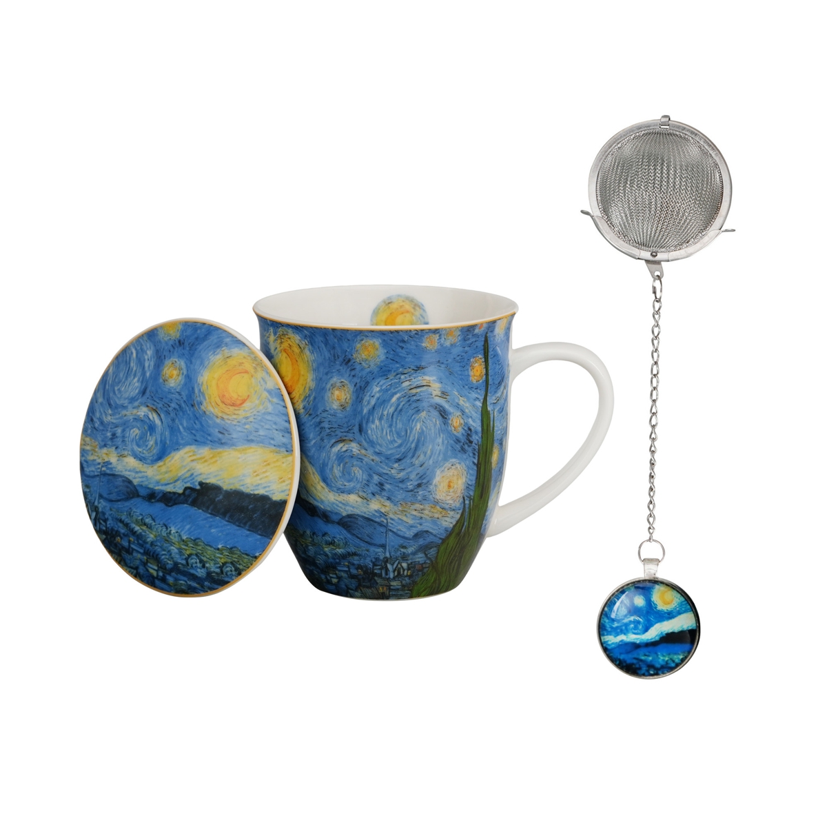 Bild von DUO Tasse Starry Night van Gogh mit Deckel und Tee-Ei Porzellan 0,4 L