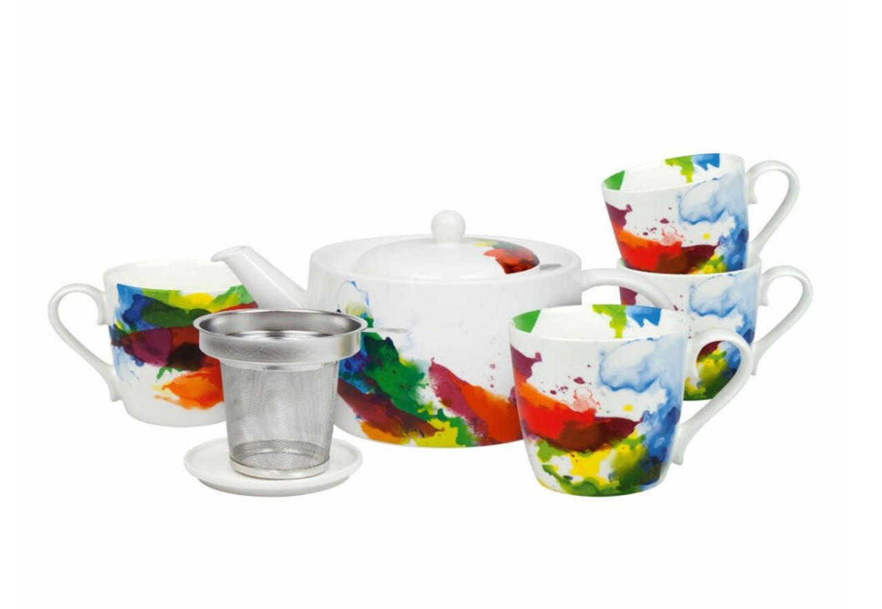 Bild von Könitz Teeset On Colour Flow Teekanne und 4 Tassen