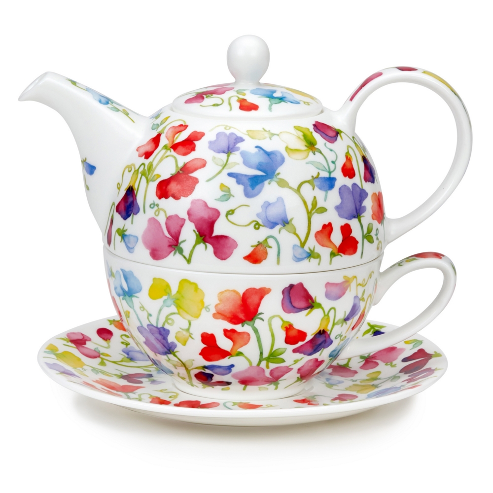 Tea For One Set Floral Fiesta Fine Bone China