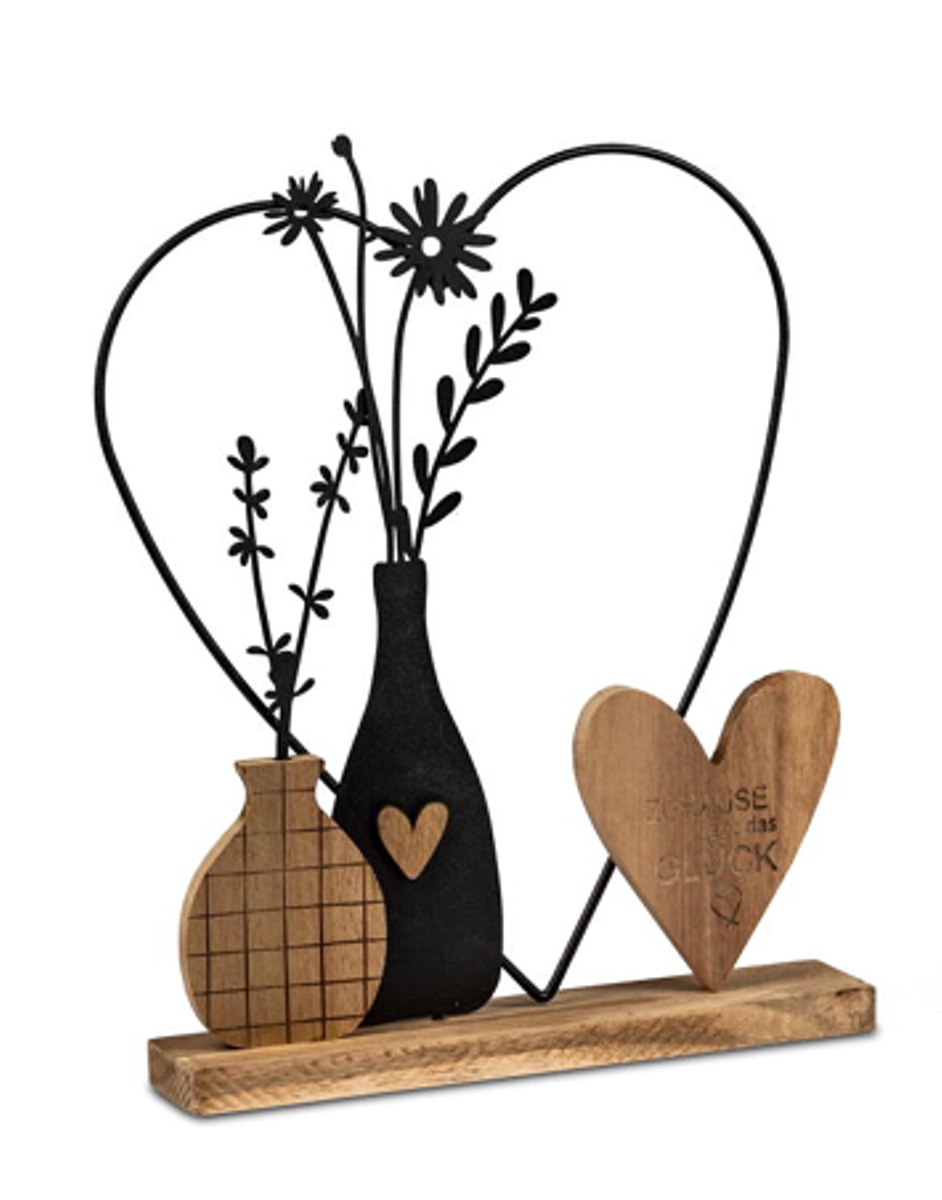 Deko aus Holz und schwarzem Metall