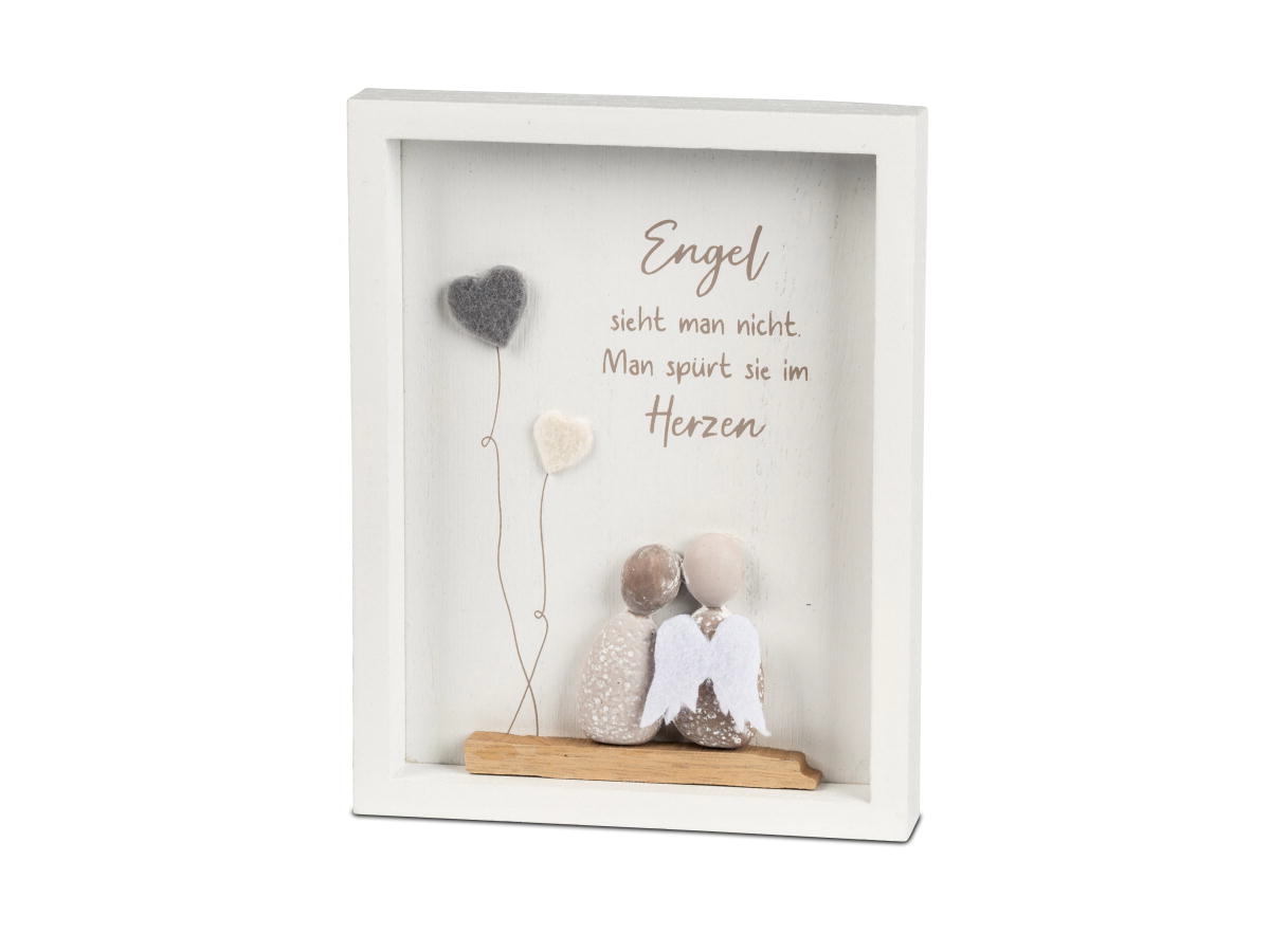 formano Wandbild mit Spruch Engel und Kunststein-Figuren