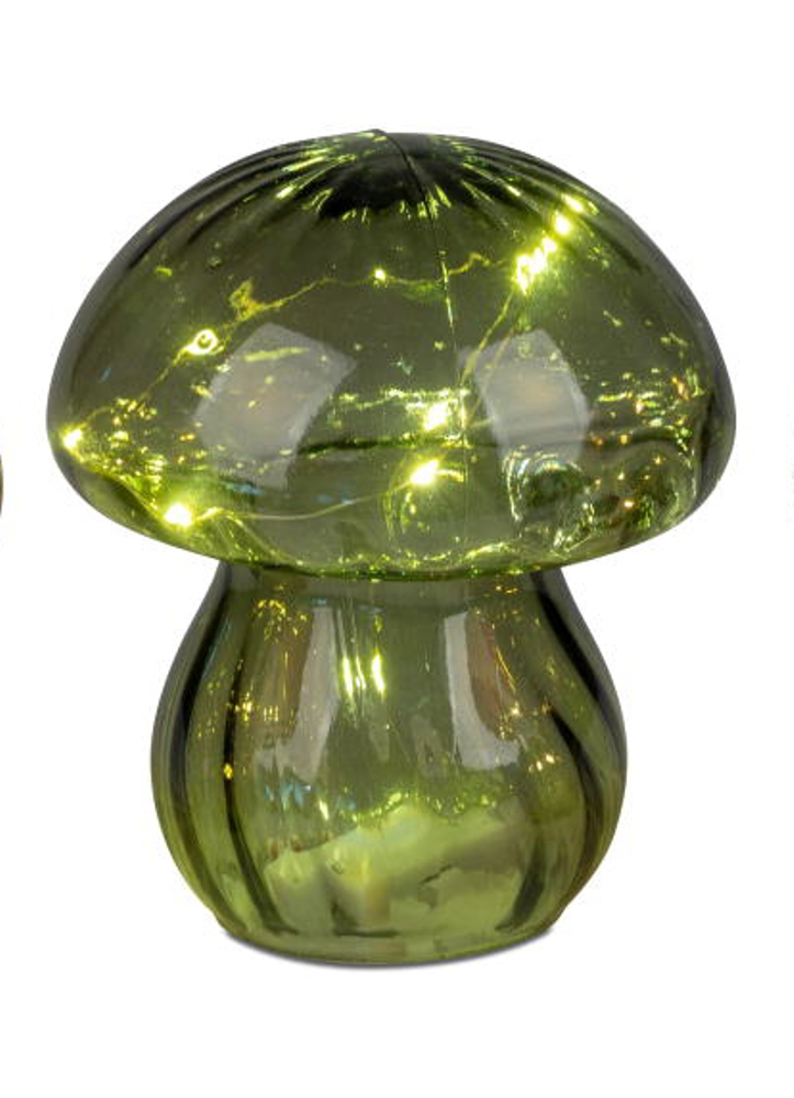 Deko-Licht LED Pilz aus Glas grün