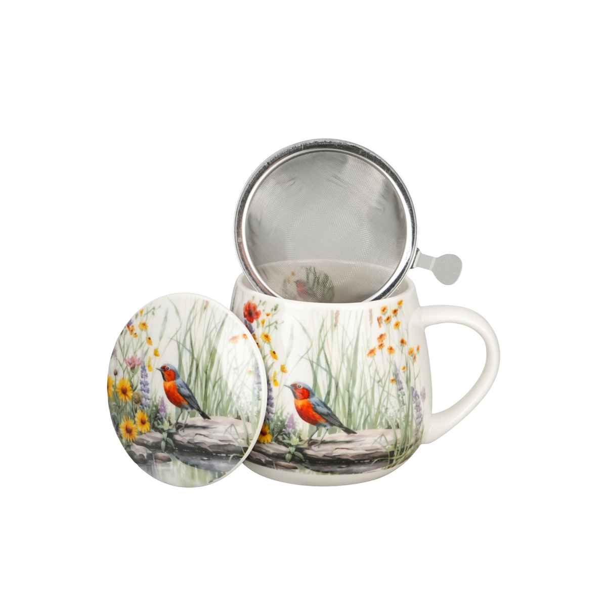 DUO Tasse July Flowers Teetasse mit Sieb und Deckel 