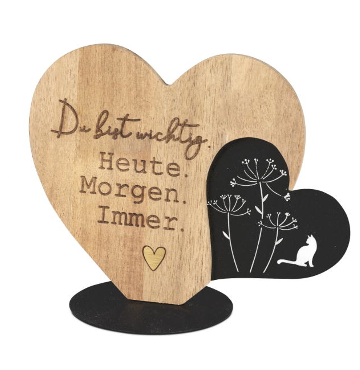 formano Dekofigur Herz mit Spruch Du bist wichtig Holz + schwarzes Metall