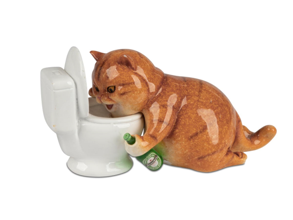 formano Dekofigur Katze vor Toilette