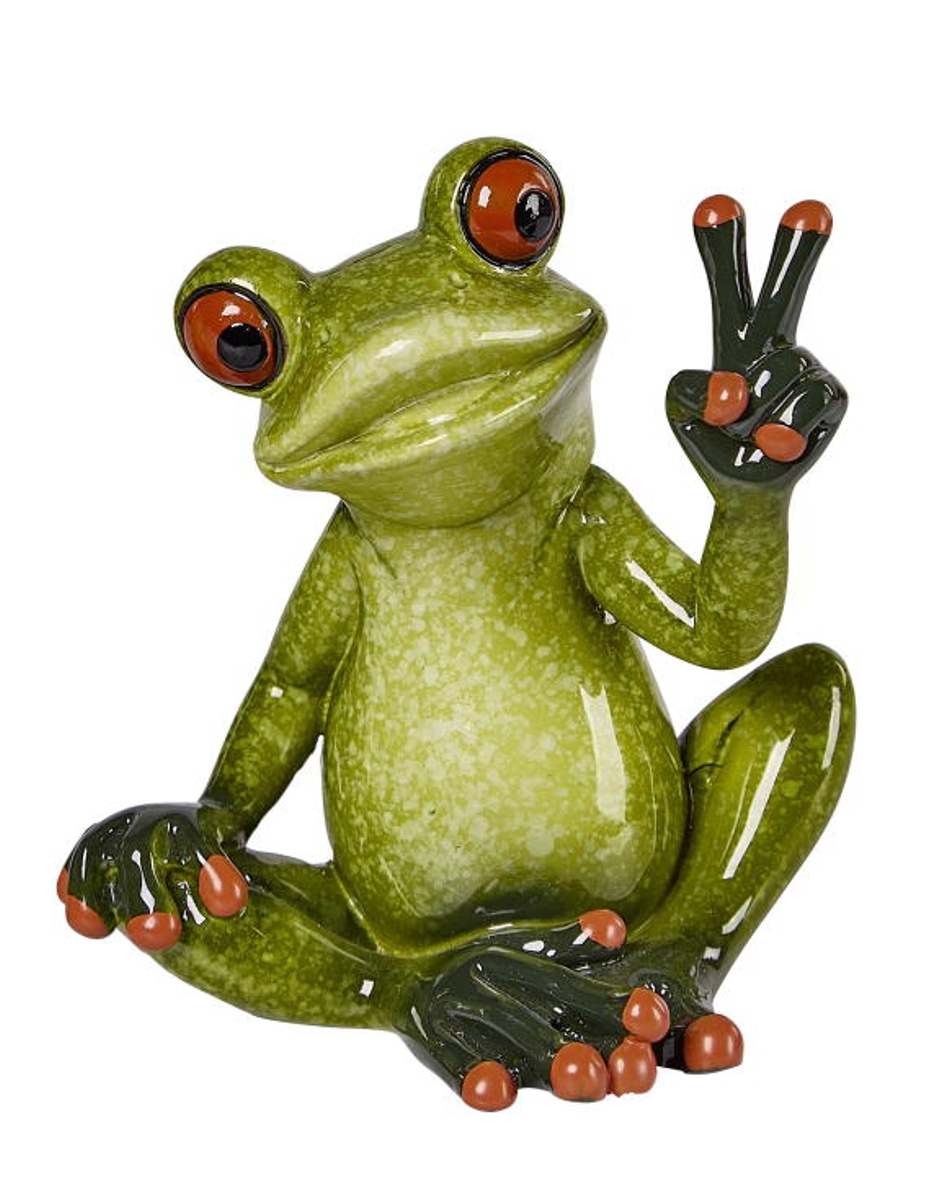 formano Dekofigur Frosch sitzend Peace Victory