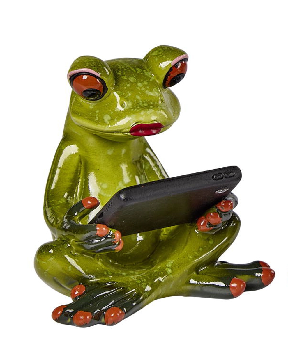 formano Dekofigur Frosch sitzend mit Laptop Tablet