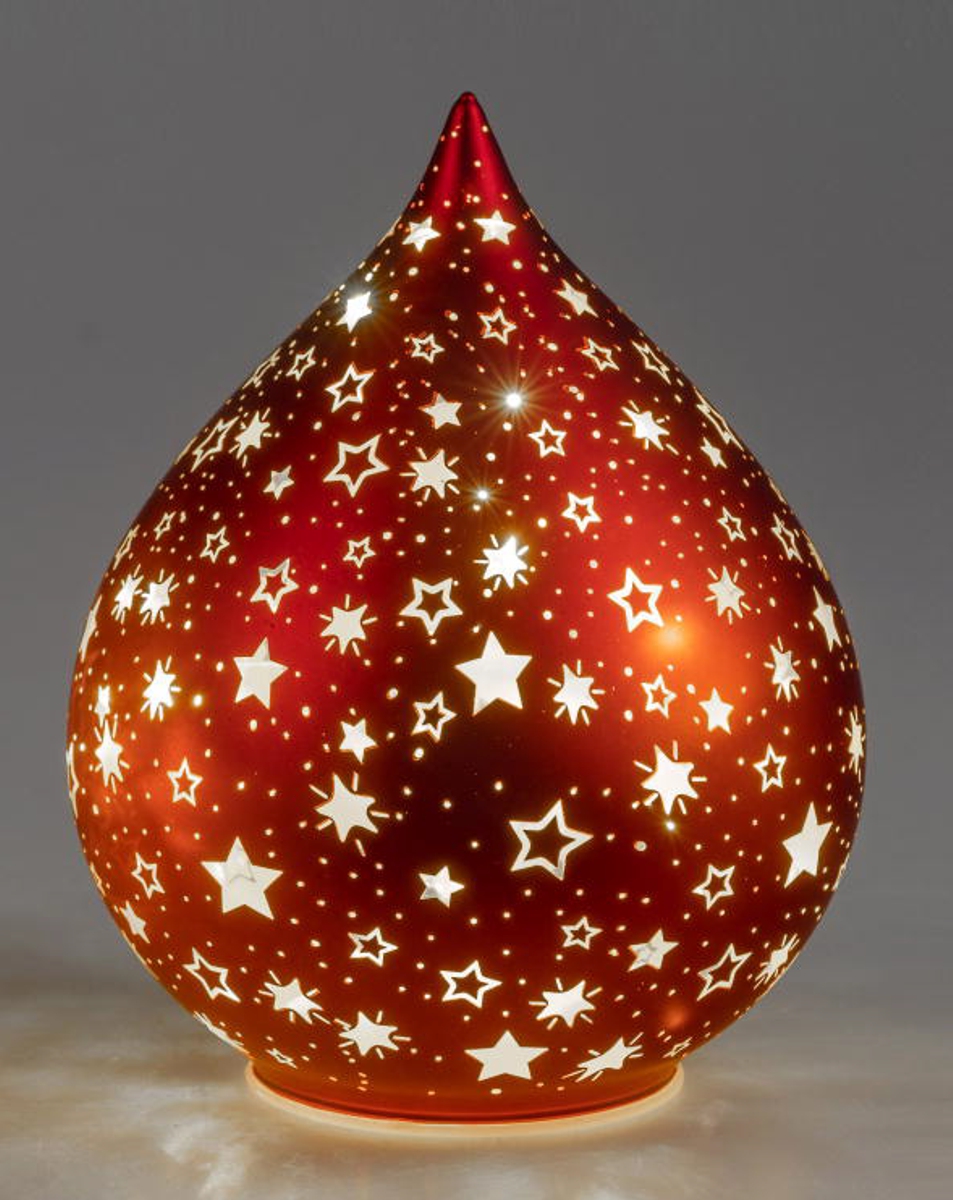 Deko-Licht LED Tropfenform Sterne rot gold matt 16 cm 19 cm