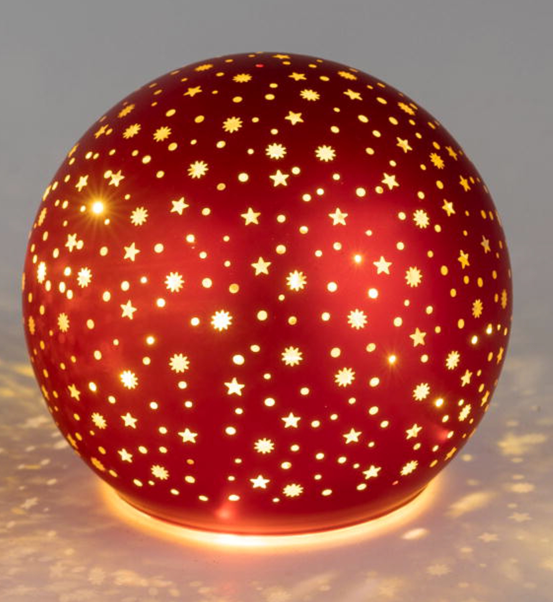 Deko-Licht Kugel LED Sterne rot gold matt 12 cm