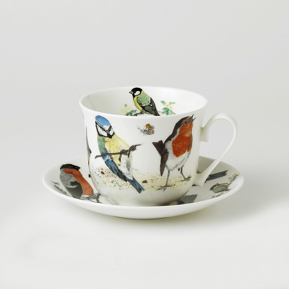 Roy Kirkham Jumbo Cup & Saucer Birds & Teasels - 0.4 l